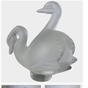 Lalique Double Swan Pair on Pedestal